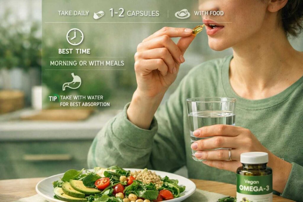 how to take vegan omega-3 capsules correctly with food and proper dosage