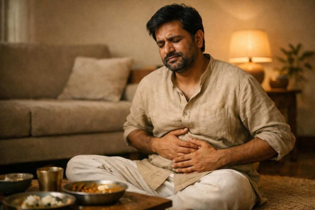 vegan omega 3 stomach upset in India after meal bloating discomfort
