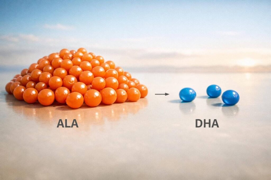 ALA to DHA conversion infographic