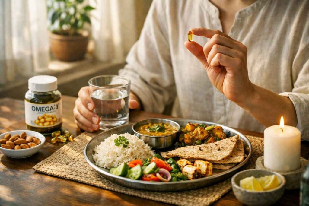 how to take vegan omega 3 with food to prevent stomach upset India