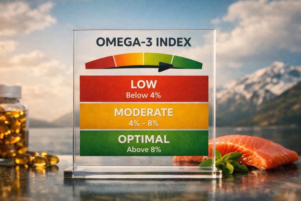 omega 3 index levels chart showing DHA deficiency range
