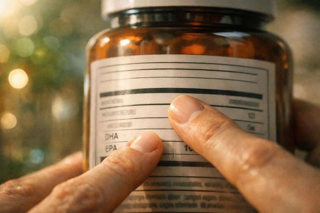 How to read vegan DHA capsule label in India — checking DHA and EPA content