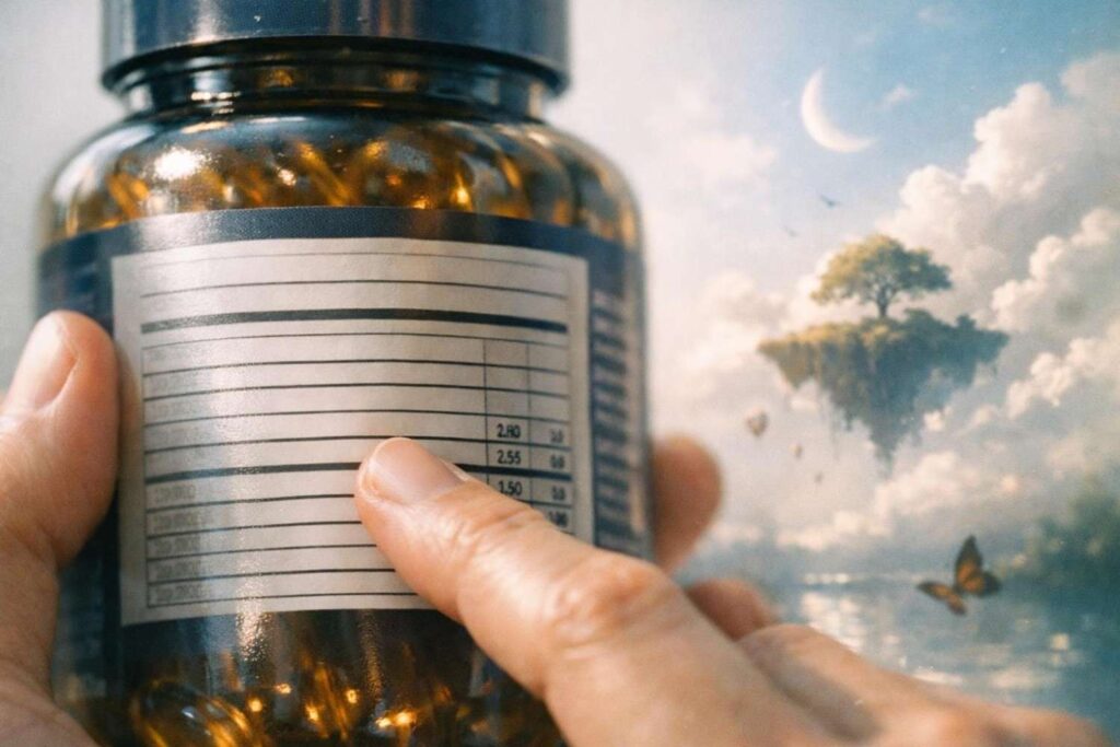 Checking DHA label before taking vegan omega 3 for the first time in India