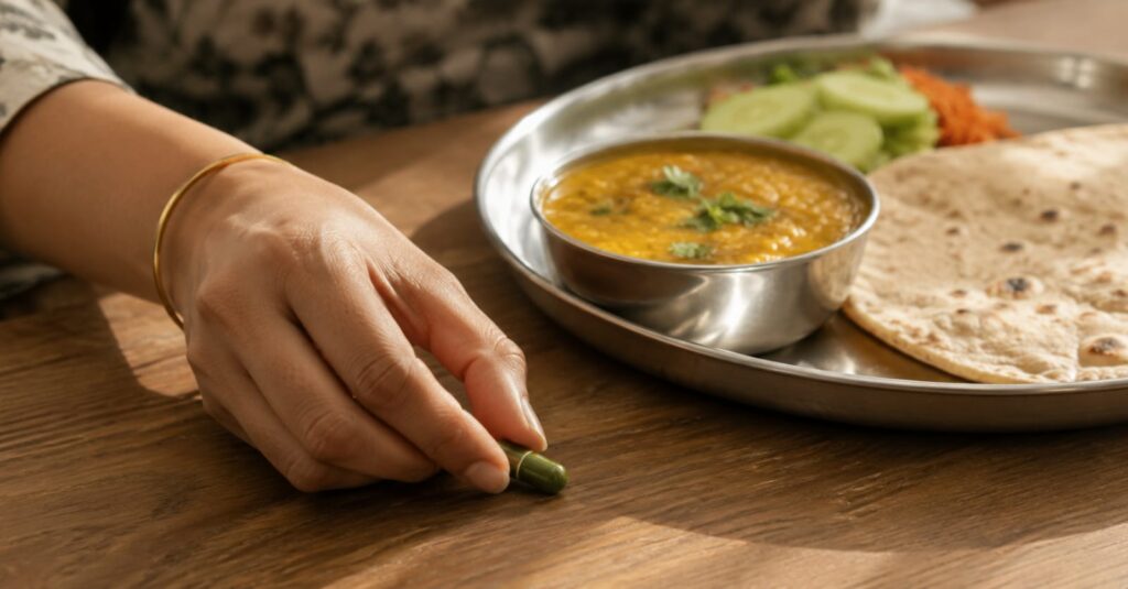 Best time to take vegan DHA capsules in India — taking omega 3 with a proper meal for maximum absorption