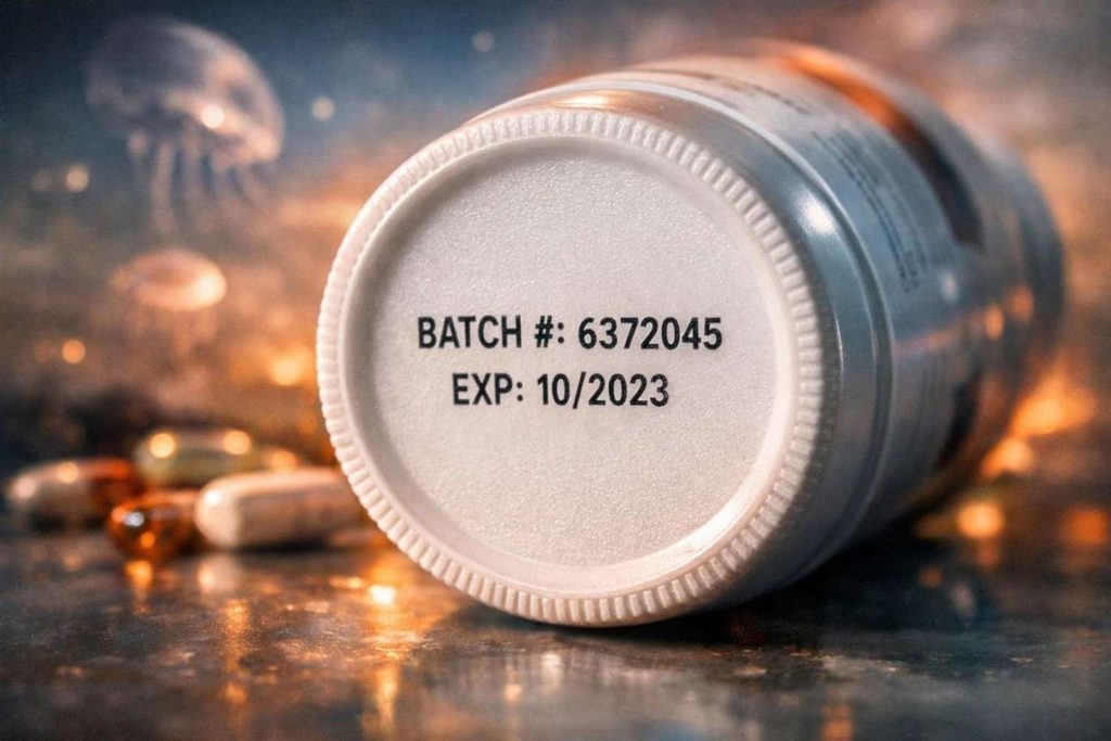 Batch number printed on supplement bottle