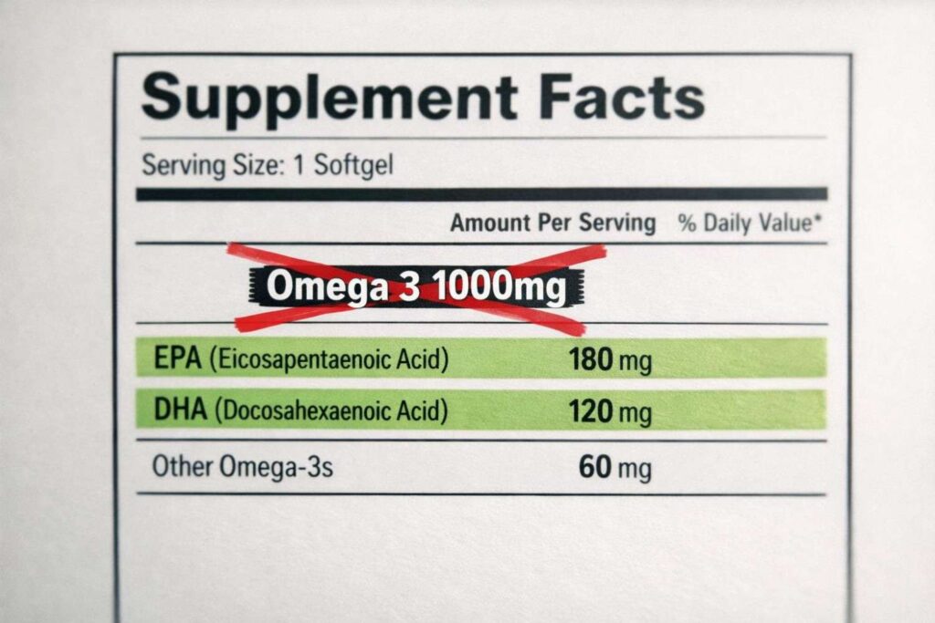 Reading vegan omega 3 label in India — why EPA and DHA must be listed separately not just total omega 3 