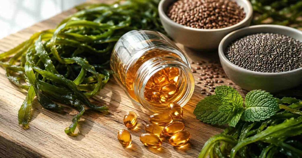 Best vegan omega 3 with EPA and DHA India — label comparison showing real EPA DHA content vs misleading 1000mg claim