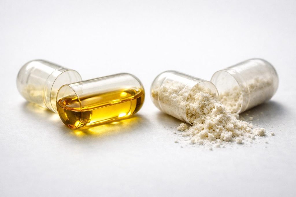 Liquid filled versus powder DHA capsules
