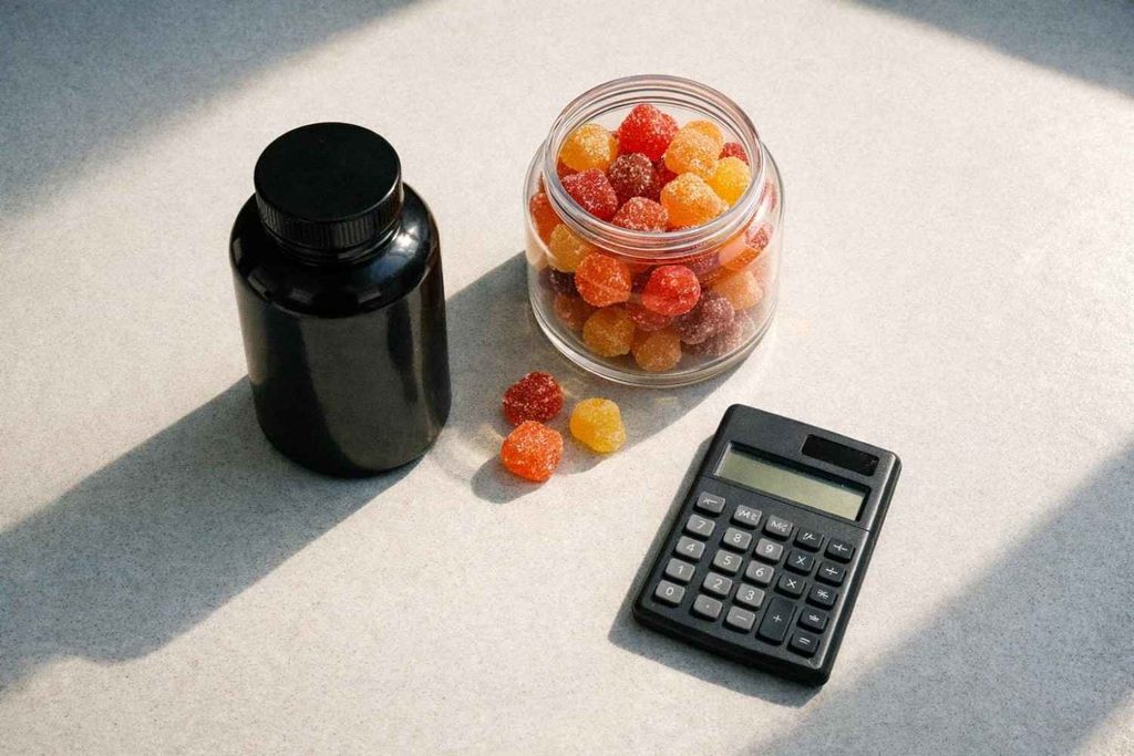 Comparing cost per dose gummies versus capsules