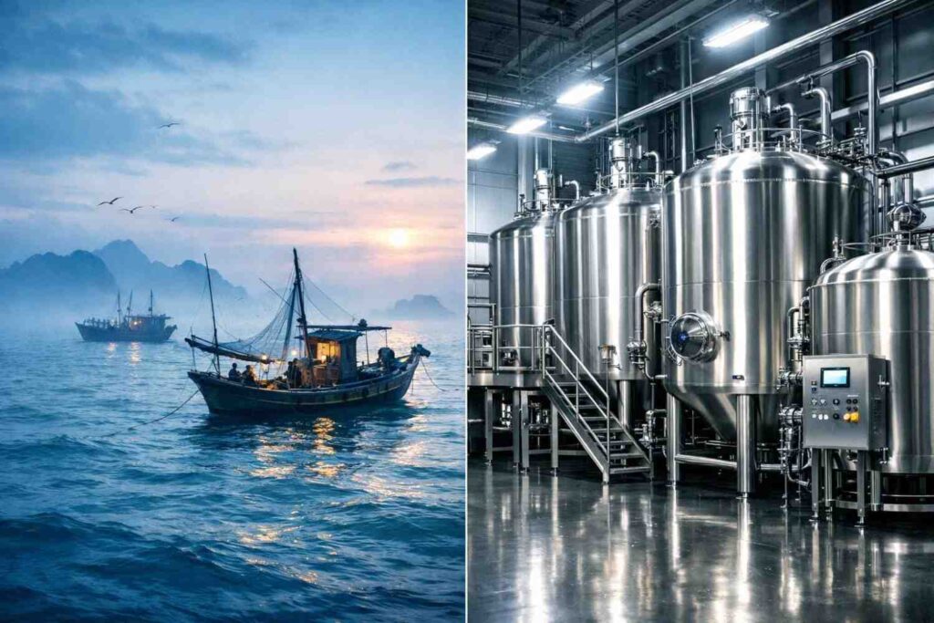 Algal oil tank vs ocean fish oil production