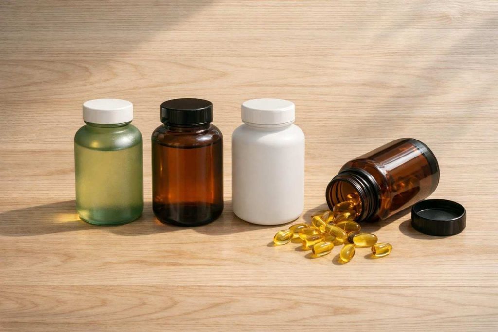 Vegan omega 3 supplement bottles compared side by side
