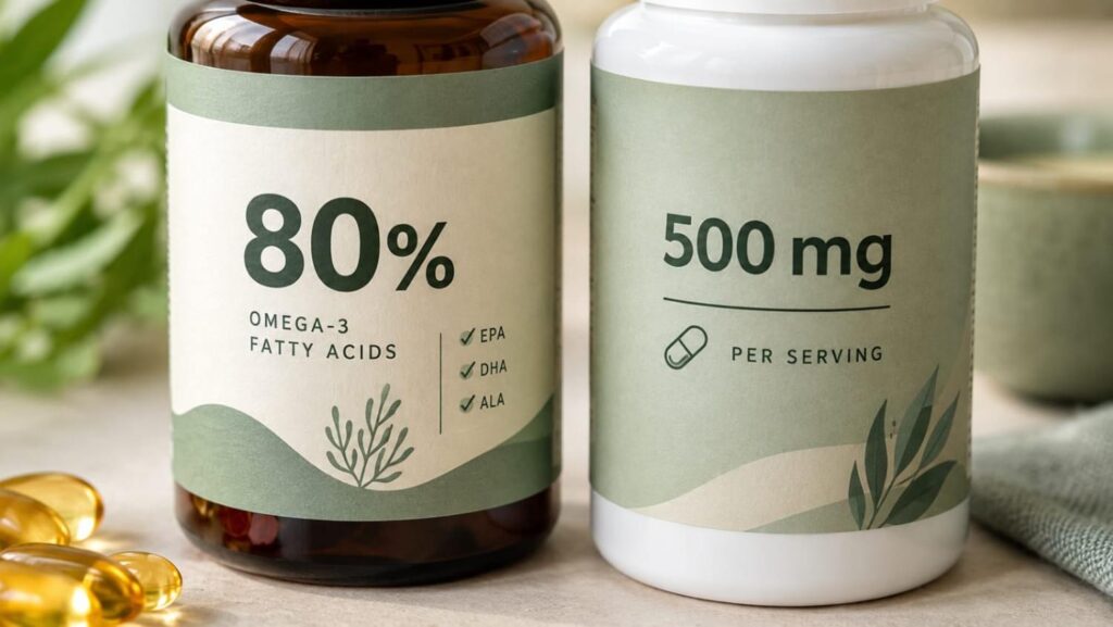 Vegan omega 3 DHA percentage on labels