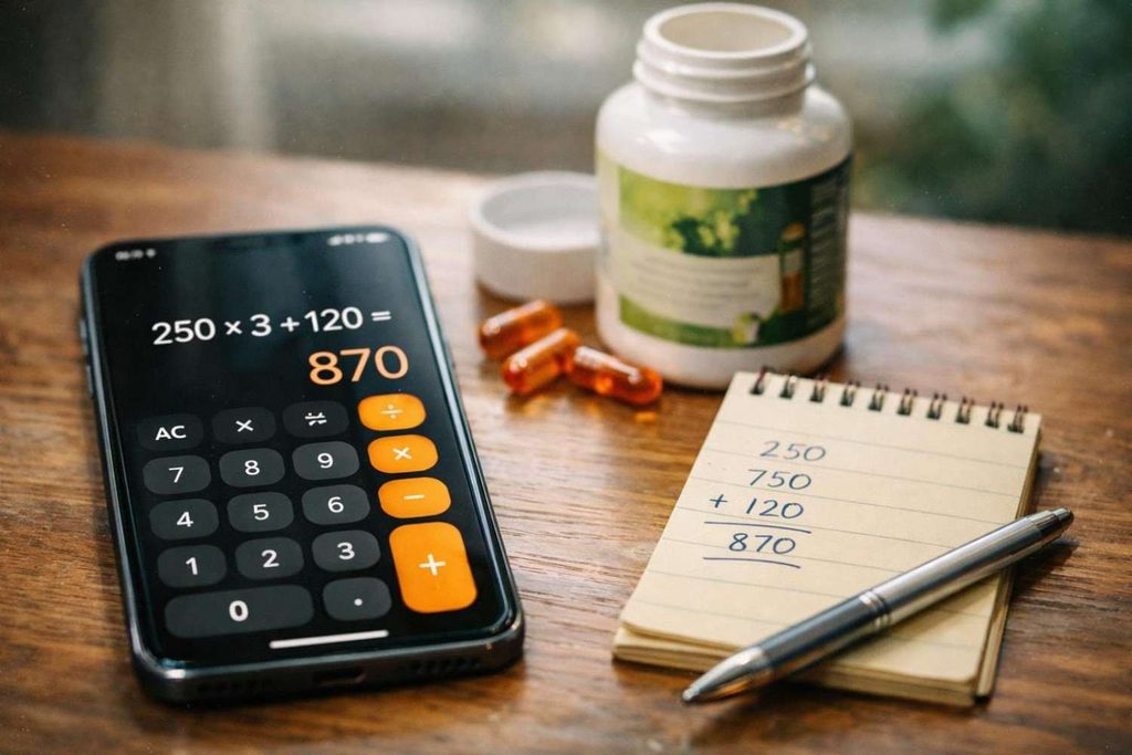 Calculating cost per 100mg DHA