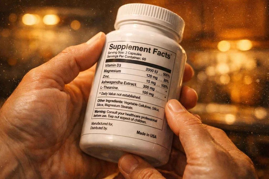 Checking a supplement label to see if fish oil is vegetarian or vegan